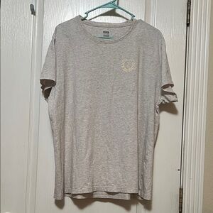 PINK Victoria's Secret Heather Light Beige Short Sleeve Crew T-Shirt